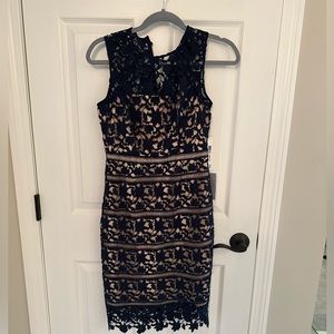 Eliza j. Navy blue dress lace with nude underlay. NWT. Size 2p